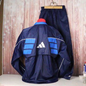 Vintage 90s Adidas Medium Full Windbreaker Nylon Track Suit Pants Jacket Logo